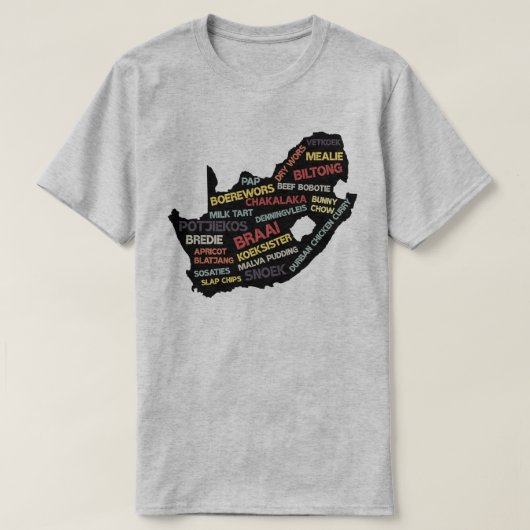 Klassiek voedseloverzicht Zuid-Afrika T-shirt (Design voorkant)