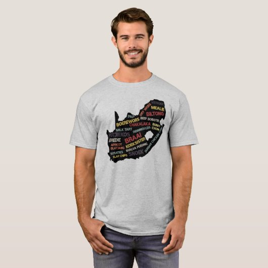 Klassiek voedseloverzicht Zuid-Afrika T-shirt (Voorkant volledig)