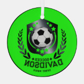 Klassiek Voetbal Schild | Aangepaste Tekst en Acht Glas Ornament (Achterkant)