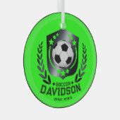 Klassiek Voetbal Schild | Aangepaste Tekst en Acht Glas Ornament (Voorkant Rechts)