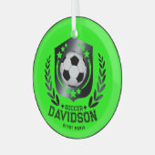 Klassiek Voetbal Schild | Aangepaste Tekst en Acht Glas Ornament (Voorkant links)