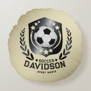 Klassiek Voetbal Schild Aangepaste Tekst en Acht Rond Kussen