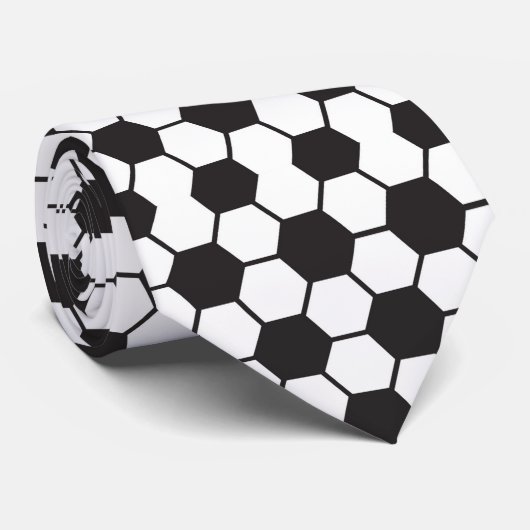 Klassiek Voetbal zwart wit Stropdas (Opgerold)