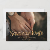 Klassiek volledig gebleed foto- en Gold-handschrif Save The Date (Voorkant)