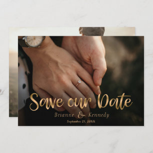 Klassiek volledig gebleed foto- en Gold-handschrif Save The Date