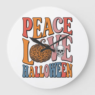 Klassiek Vrede Liefde Halloween Pompoen Schedel De Grote Klok