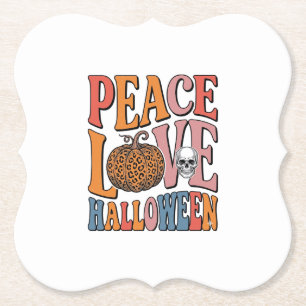 Klassiek Vrede Liefde Halloween Pompoen Schedel De Kartonnen Onderzetters