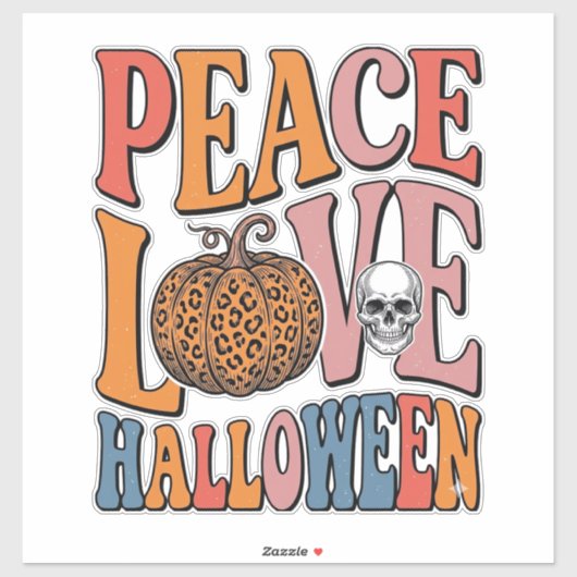Klassiek Vrede Liefde Halloween Pompoen Schedel De Sticker (Vel)