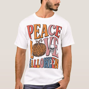 Klassiek Vrede Liefde Halloween Pompoen Schedel De T-shirt
