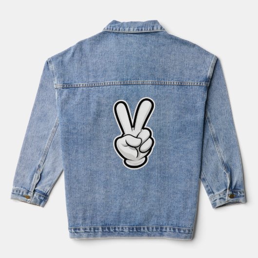 Klassiek vredeshandsymboolpictogram denim jacket (Achterkant)