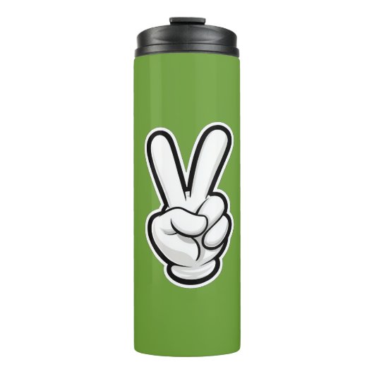 Klassiek vredeshandsymboolpictogram thermosbeker (Voorkant)