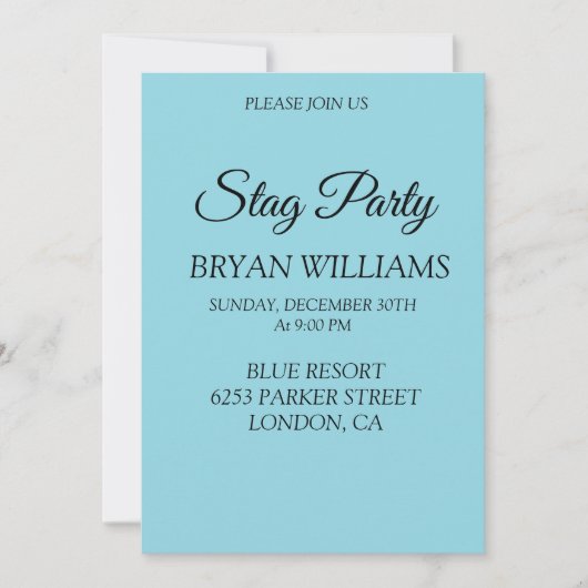 Klassiek vrijgezellenfeest kaart (Voorkant)