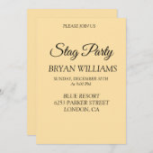 Klassiek vrijgezellenfeest kaart (Voorkant / Achterkant)