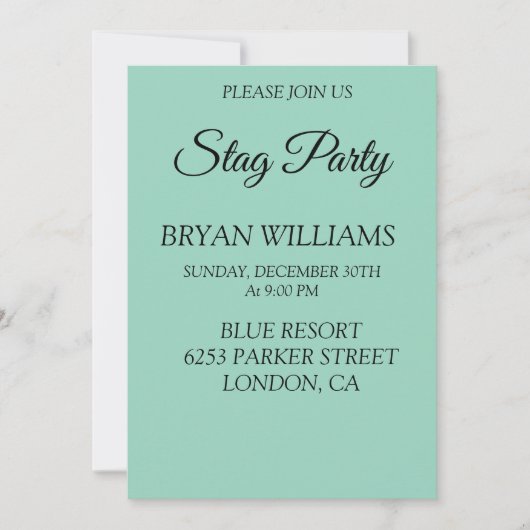 Klassiek vrijgezellenfeest kaart (Voorkant)