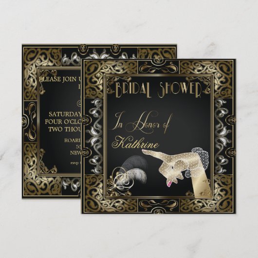 Klassiek Vrijgezellenfeest met Gatsby-stijl Kaart (Voorkant / Achterkant)