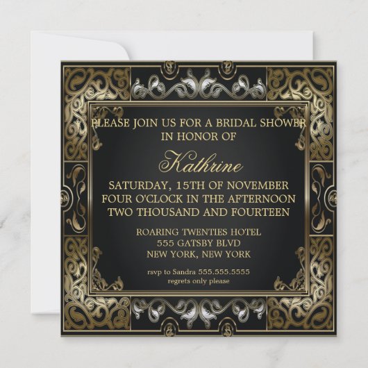 Klassiek Vrijgezellenfeest met Gatsby-stijl Kaart (Achterkant)