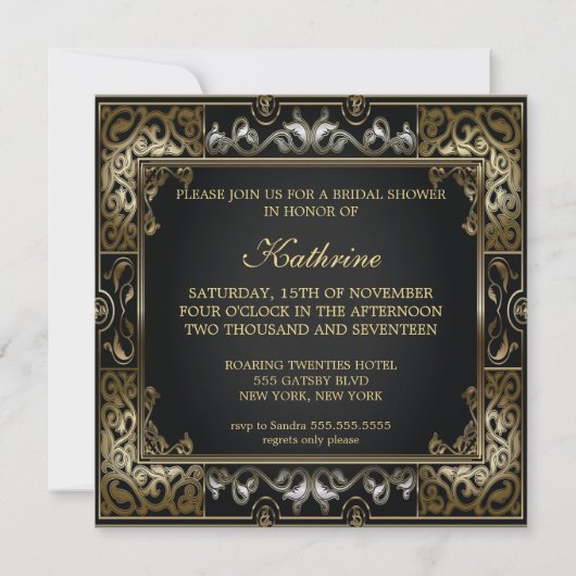 Klassiek Vrijgezellenfeest met Gatsby-stijl Kaart (Achterkant)