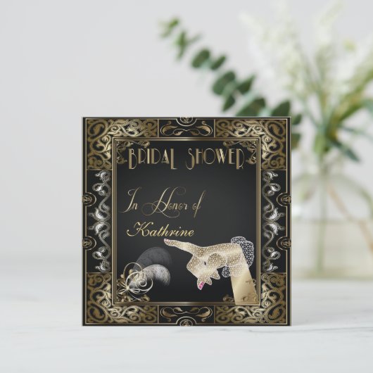 Klassiek Vrijgezellenfeest met Gatsby-stijl Kaart (Staand voorkant)