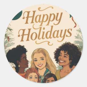 Klassiek vrolijk kerstfeest familie nieuwjaar bood ronde sticker