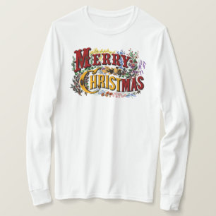 Klassiek "Vrolijk Kerstfeest" Kleurrijk T-shirt