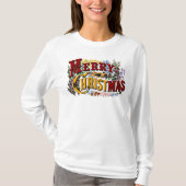Klassiek "Vrolijk Kerstfeest" Kleurrijk T-shirt (Voorkant)