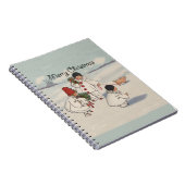 Klassiek vrolijk kerstfeest sneeuwkinderen notitieboek (Rechterzijde)