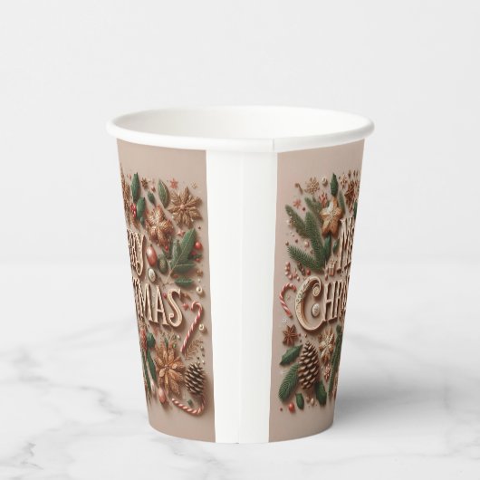 Klassiek vrolijk kerstgroen papieren bekers (Rechts)