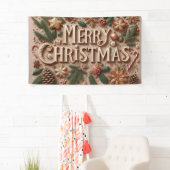 Klassiek vrolijk kerstgroen spandoek (Insitu)