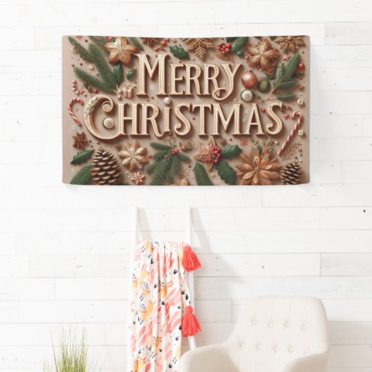 Klassiek vrolijk kerstgroen spandoek (Insitu)