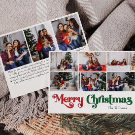 Klassiek vrolijk kerstjaar in Review negen foto Feestdagenkaart