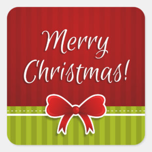 Klassiek Vrolijk Kerstmis Rood Groen Ontwerp Vierkante Sticker