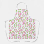 Klassiek Vrouwelijk Roze en Groen Paisley Patroon Schort (Voorkant)