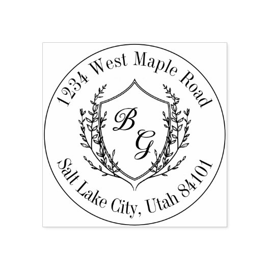 Klassiek wapen met monogram voor de bruiloft rubberstempel (Afrduk)