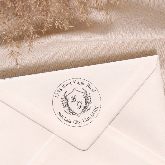 Klassiek wapen met monogram voor de bruiloft rubberstempel
