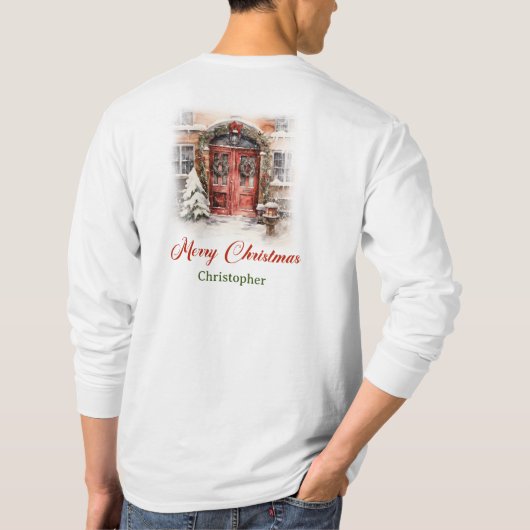 Klassiek warmish ontwerp met Kerstmishuis T-shirt (Achterkant)