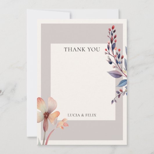 Klassiek Waterverf Blauwe Bladeren Lege Trouw  Bedankkaart (Voorkant)