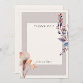 Klassiek Waterverf Blauwe Bladeren Lege Trouw  Bedankkaart (Voorkant / Achterkant)