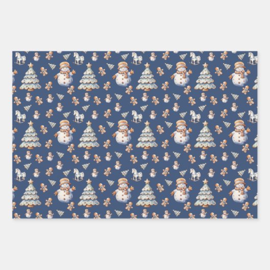 Klassiek Waterverf kerstpatroon Inpakpapier Vel (Voorkant 3)