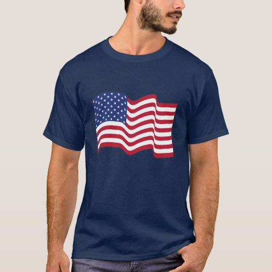 Klassiek Waving American Flag T-shirt (Voorkant)