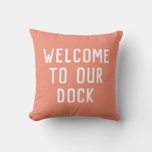 klassiek WELKOM AAN ONZE DOCK-typografie + ANCHOR Buitenkussen