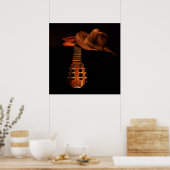 Klassiek western gitaar en cowboy pet poster (Keuken)