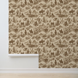Klassiek Westerse Woestijn Toile Naadloos Patroon Behang