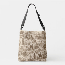 Klassiek Westerse Woestijn Toile Naadloos Patroon Crossbody Tas