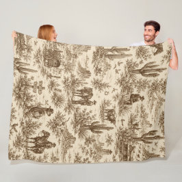 Klassiek Westerse Woestijn Toile Naadloos Patroon Fleece Deken