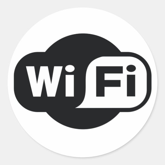 Klassiek WiFi-symbool in zwart-wit Ronde Sticker (Voorkant)