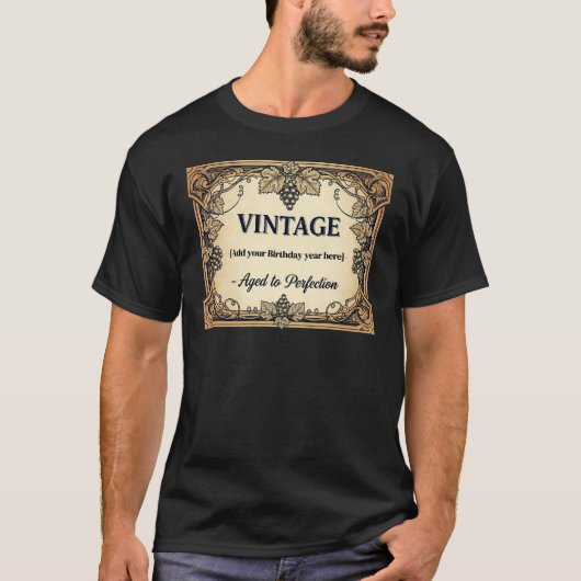 Klassiek  wijnlabel – Verjaardag Bash T-shirt (Voorkant)