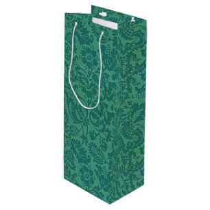 Klassiek William Morris bloempatroon groen Wijn Cadeautas