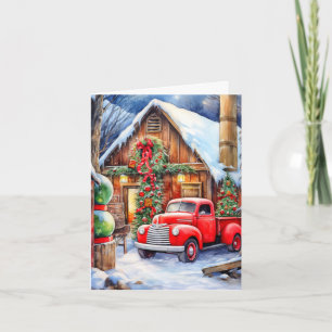 Klassiek Winter Boerenerf Prettig Kerstfeest Feestdagen Kaart