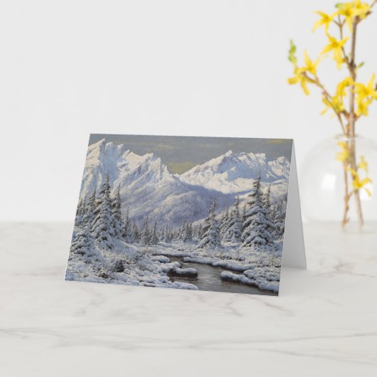 Klassiek winterlandschap met besneeuwde bergen kaart (Gele Bloem)