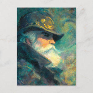 Klassiek winterportret van oude man feestdagenkaart